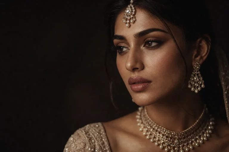 Editorial bridal beauty portrait