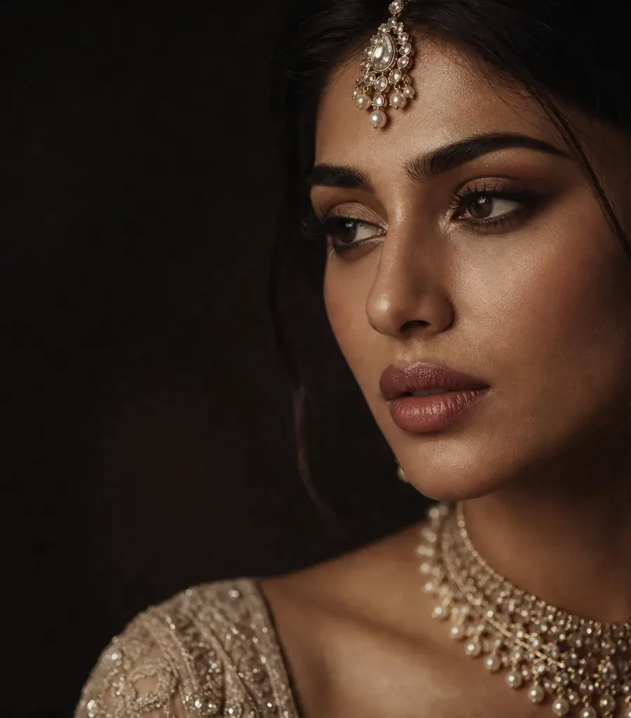 Editorial bridal beauty portrait